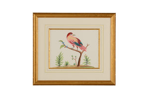 Chelsea House Pink Hand-Painted Watercolor Blue Berries In Gold Frame, Glass Glaze, 22"X25" Museum-Ready Artpiece 386866