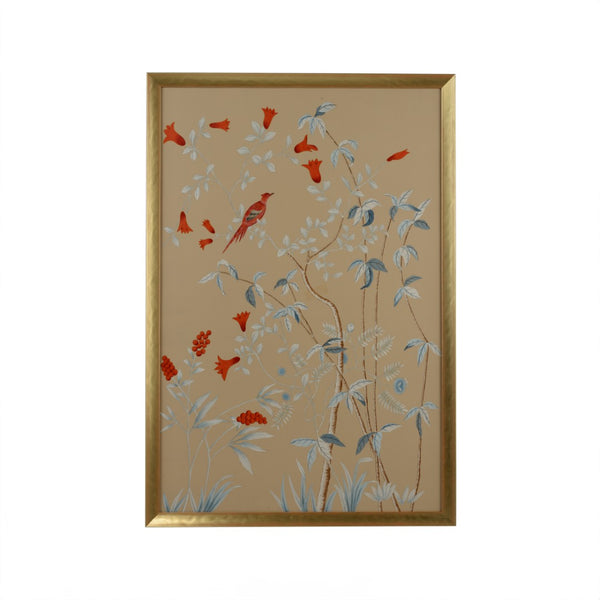Chelsea House Buckhead Hand-Painted Red Watercolor Panel In Hammered Black Frame, Glass-Protected 57.5"X39.5" 386871