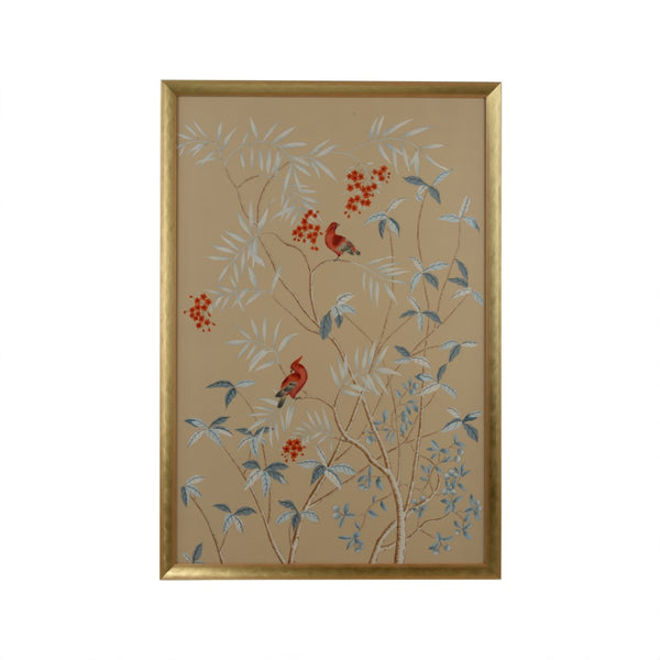 Chelsea House Buckhead Hand-Painted Red Cockatoo Watercolor Panel In Hammered Black Frame, 57.5"X39.5" Ready-To-Hang 386872