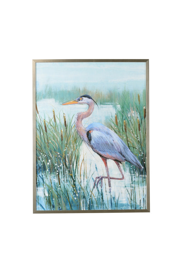 Chelsea House Marsh Heron Ii GicléE Print In Silver Frame — 50" X 37.75" Tranquil Coastal Art For Modern Spaces 386899