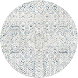 Unique Loom Newport Chepstow Machine Made Border Rug Gray, Ivory 7' 1" x 7' 1"