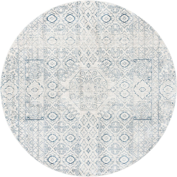 Unique Loom Newport Chepstow Machine Made Border Rug Gray, Ivory 7' 1" x 7' 1"