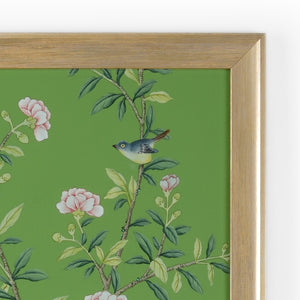 Chelsea House Regent Hand-Painted Silk Watercolor In Soft Green With Gold Scoop Frame, Glass-Ready To Hang (63.5X31.13) 386953