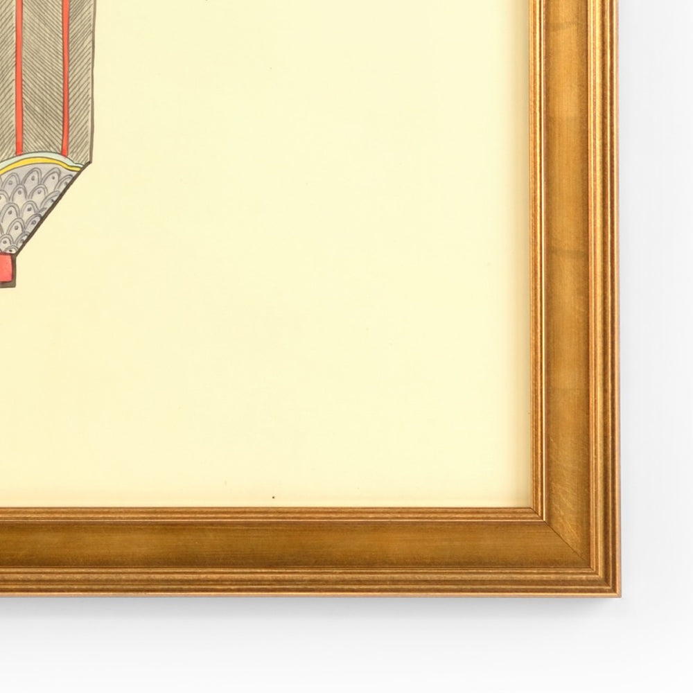 Chelsea House Chinoiserie Hand-Painted Watercolor Basket By Jamie Merida, Framed In Gold Plein Air With Glass (55.5X37) 386973