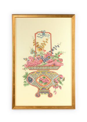 Chelsea House Chinoiserie Basket Iii By Jamie Merida — Hand-Painted Watercolor In Gold Frame, Elegant Botanical Art (55.5"X37") 386974
