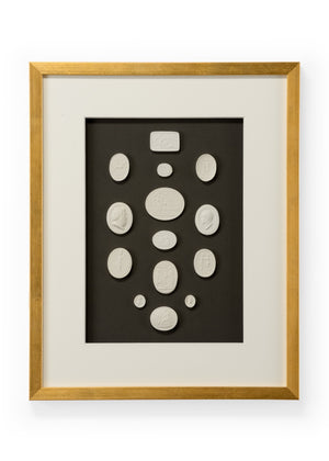Chelsea House The Grand Tour Intaglios I — Framed Intaglio On Charcoal With Gold Leaf Frame, Classical Modern Accent 386992