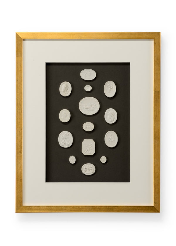 Chelsea House The Grand Tour Intaglios Ii Classic Intaglio Prints On Charcoal With Six-Ply Mat And Gold Leaf Frame, Glazed 386993