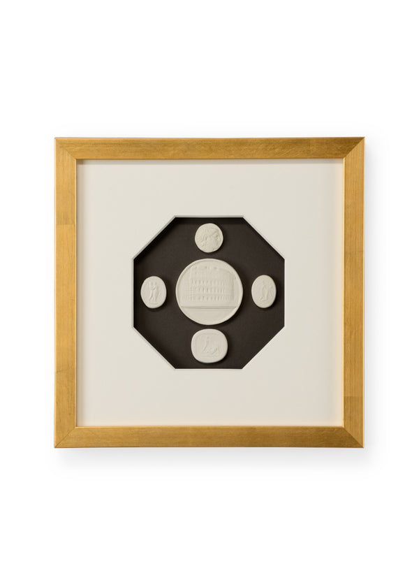Chelsea House The Grand Tour Intaglios Iii — Framed Charcoal Intaglio Art With White Mat & Gold Leaf Frame, 11" X 11" 386994