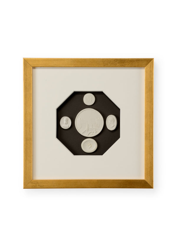 Chelsea House The Grand Tour Intaglios Iv — Charcoal Intaglio Print In Gold Leaf Frame, Six-Ply Mat, Gallery Quality 386995