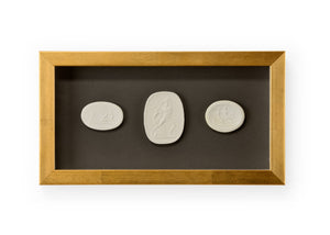 Chelsea House Small Intaglio Shadowbox I — Gold Leaf Frame, Charcoal Backdrop, Glass-Protected Intaglio Prints For Elegant Wall Display (7" X 12.5") 386996