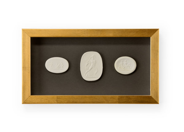 Chelsea House Small Intaglio Shadowbox I — Gold Leaf Frame, Charcoal Backdrop, Glass-Protected Intaglio Prints For Elegant Wall Display (7" X 12.5") 386996