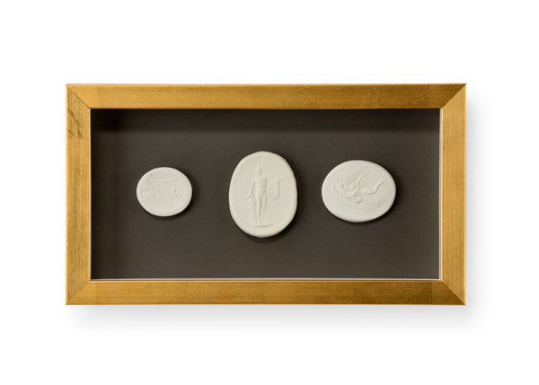 Chelsea House Small Intaglio Shadowbox Ii — Compact Gold Leaf Frame With Charcoal Backing, Glass-Protected Intaglios For Elegant Gallery Walls (12.5" W) 386997
