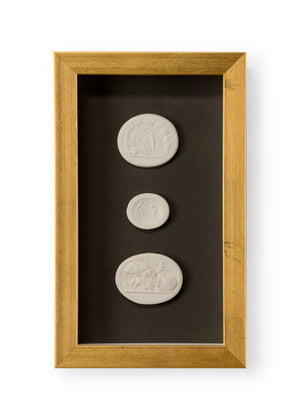 Chelsea House Small Intaglio Shadowbox Iii — Gold Leaf Frame, Charcoal Backdrop, Museum Glass Protection, Compact Artpiece 386998