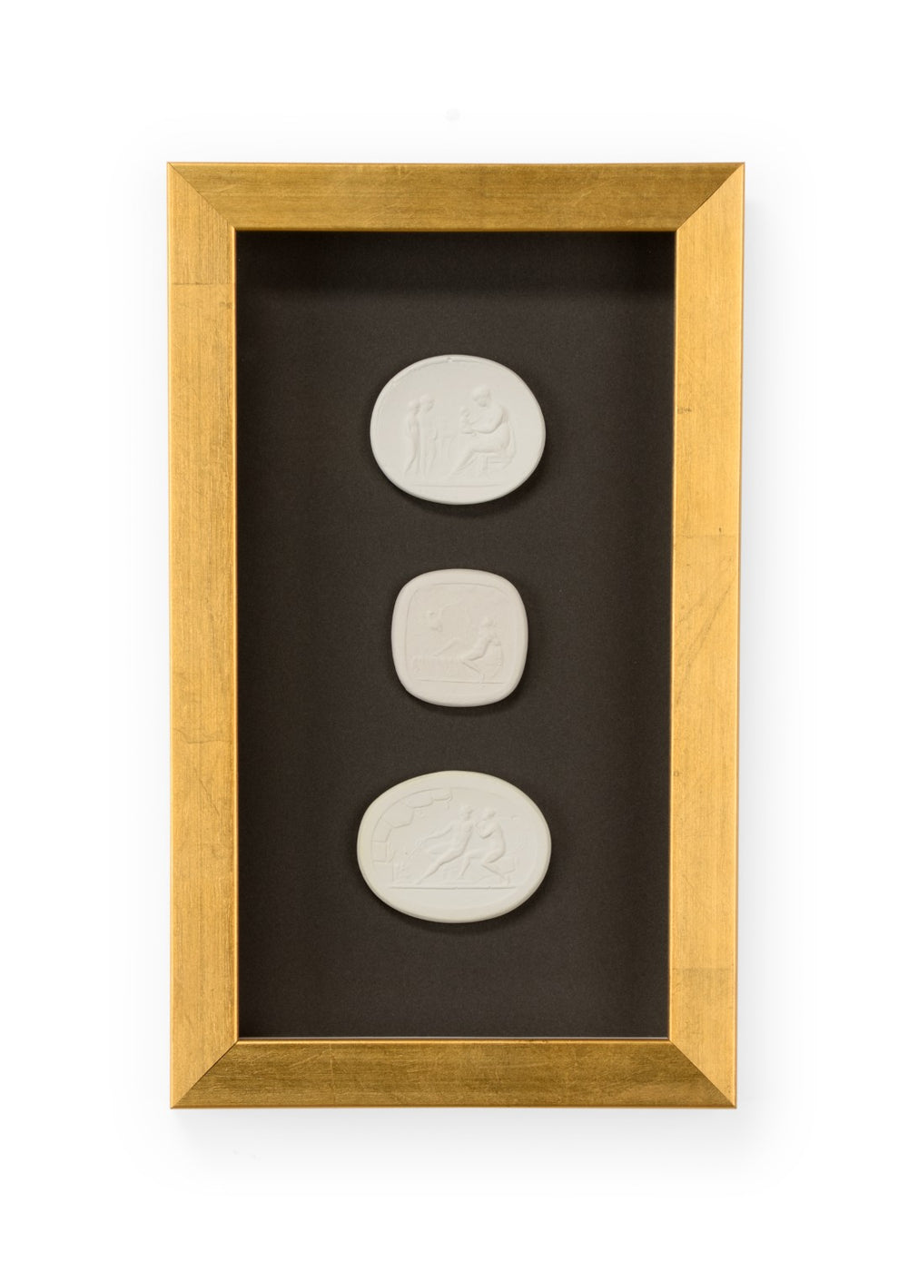 Chelsea House Small Intaglio Shadowbox Iv — Hand-Mounted Intaglio Prints On Charcoal Backing In Gold Leaf Frame (10.5" H) 386999