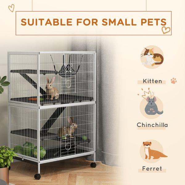 English Elm Pawhut Five Tier Ferret Chinchilla Habitat Steel Wire Enclosure with Hammock Rolling Base W2225P173730