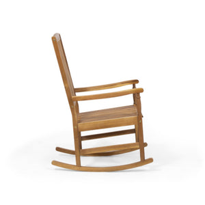English Elm Acacia Hardwood Outdoor Rocking Chair Slatted Back Porch Rocker for Deck or Yard N778P438694T