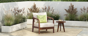 English Elm Christopher Knight Home® - 28" Outdoor Lounge Chair With Woven Backrest, Solid Wood Frame, Plush Cushions For Elegant Relaxation N767P255015D