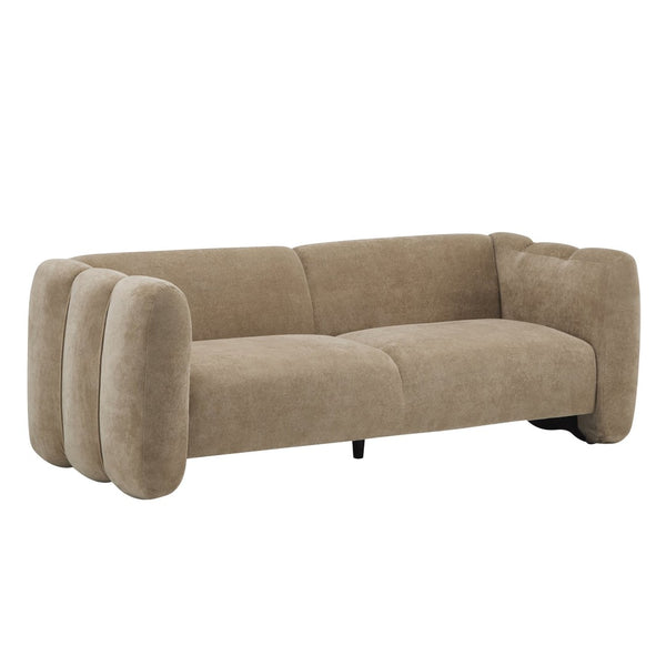 English Elm Tonson Wave Silhouette Boucle Three Seater Sofa Sculptural Modern Living Room Seating Camel N773IS00030T