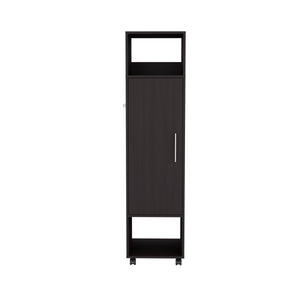 English Elm Cluster 63" Tall Wardrobe with Mirror, Shelves, Casters & Hanging Rod for Compact Room Organization Black 42.2 L x 23.3 W x 6 H B200P240237