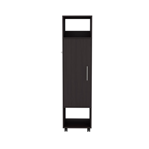 English Elm Cluster 63" Tall Wardrobe with Mirror, Shelves, Casters & Hanging Rod for Compact Room Organization Black 42.2 L x 23.3 W x 6 H B200P240237