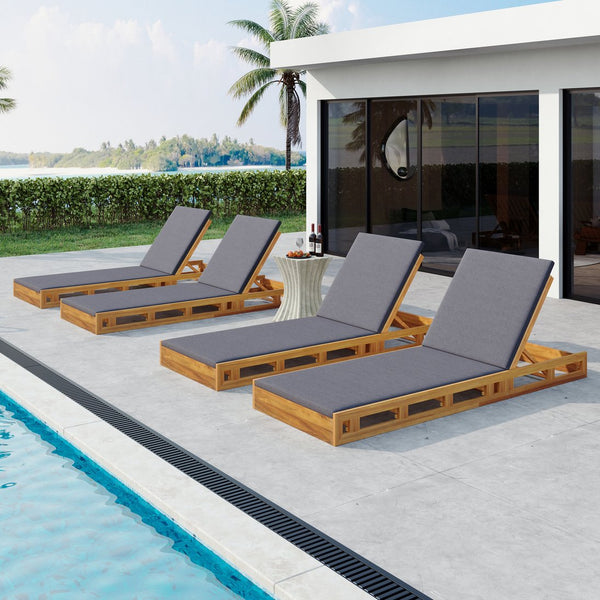 English Elm Christopher Knight Home® - Lounge Chaise Set - Elegant Acacia Wood With Water-Resistant Cushions For Ultimate Outdoor Comfort N770P272405T_N770P253018G