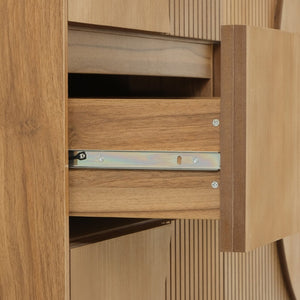 English Elm Modern Fluted 6 Drawer Dresser with Solid Wood Legs Japandi Chest for Bedroom Brown N739S0000015N