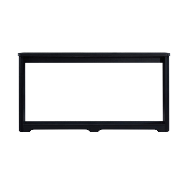 English Elm 70.1"corrugated textured storage table for entryway or behind sofa, waterproof 1.18" top, durable design Black W1162P339114