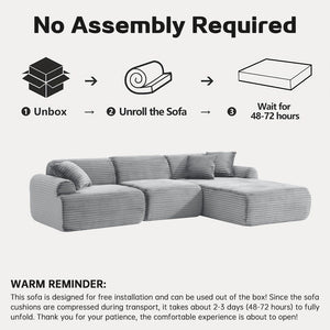 English Elm 105'' Modular Sectional with Woven Upholstery Washable Covers L-shaped Living Room Sofa W3565S00019