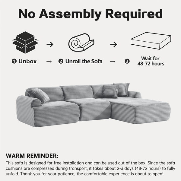 English Elm 105'' Modular Sectional with Woven Upholstery Washable Covers L-shaped Living Room Sofa W3565S00019