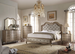 English Elm Antique Elegant 3-Drawer Nightstand with Dovetail Drawers, Felt-Lined Top, Full-Extension Glides taupe B062P215399