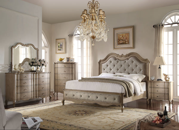 English Elm Antique Elegant 3-Drawer Nightstand with Dovetail Drawers, Felt-Lined Top, Full-Extension Glides taupe B062P215399