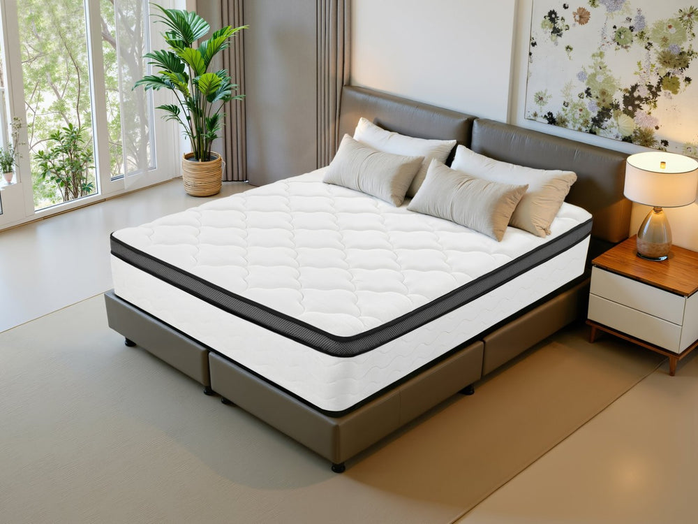 English Elm Full Hybrid Mattress with Pocket Coils Memory Foam Bamboo Cover Medium Firm W3384P324990