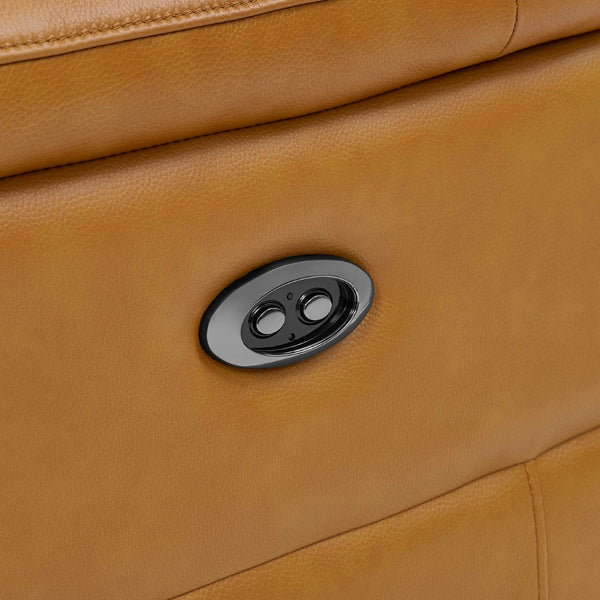 English Elm Leather Match Power Reclining Sectional with Storage Console and Adjustable Headrests Ginger B2748S00027