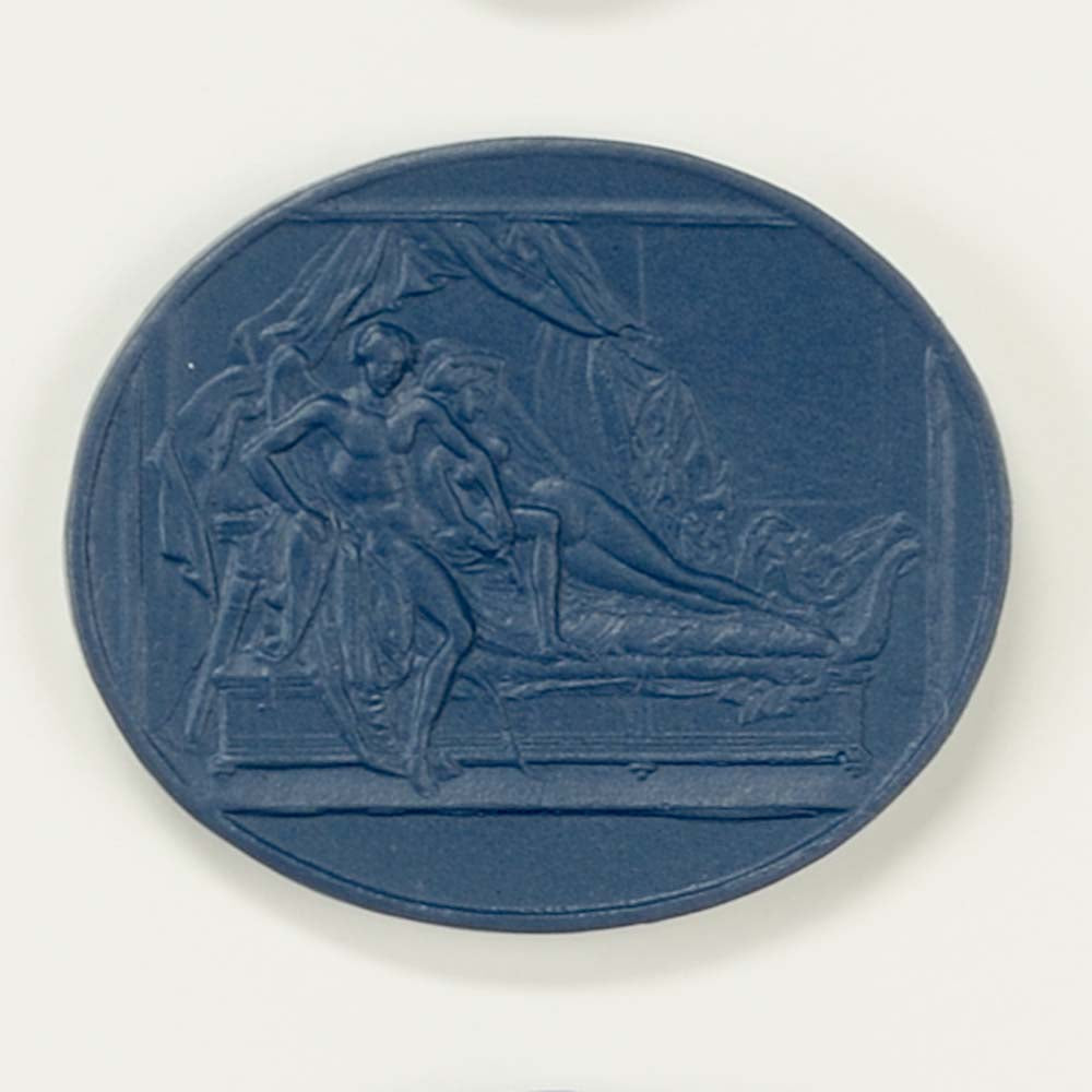 Chelsea House Intaglios Blue Intaglio Prints Under Glass In Silver Leaf Frame, 16X12" Abstract Coastal Minimal Wall Art 387000