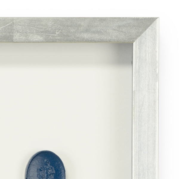 Chelsea House Intaglios Blue Intaglio Prints Under Glass In Silver Leaf Frame, 16X12" Abstract Coastal Minimal Wall Art 387000