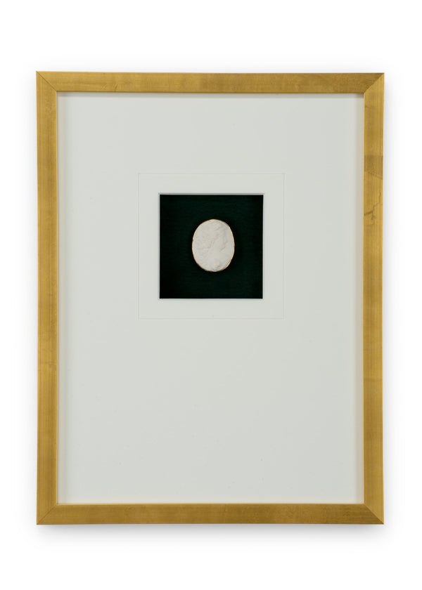 Chelsea House Intaglio Gold Leaf Framed Print On Deep Green With 6-Ply White Mat, Glass Glazing — Luxe Accent Art 387034