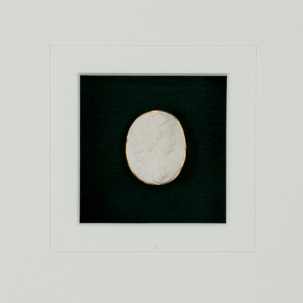 Chelsea House Intaglio Gold Leaf Framed Print On Deep Green With 6-Ply White Mat, Glass Glazing — Luxe Accent Art 387034