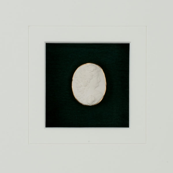 Chelsea House Intaglio Gold Leaf Framed Print On Deep Green With 6-Ply White Mat, Glass Glazing — Luxe Accent Art 387034