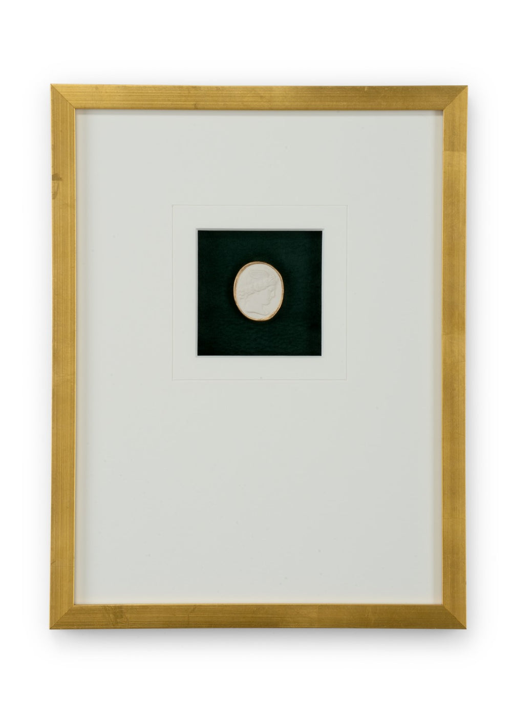 Chelsea House Intaglio Deep Green With Gold Leaf Frame And 6-Ply White Mat — Glass-Covered Luxe Wall Art 387036