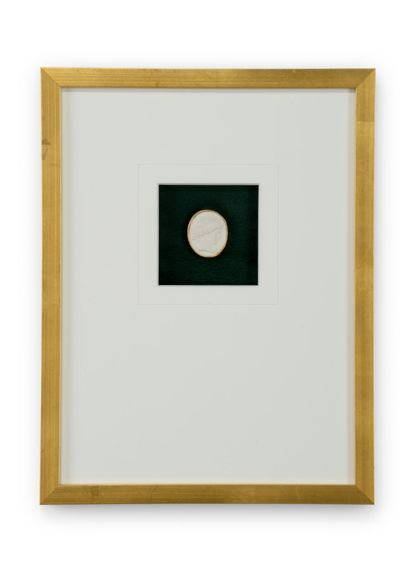 Chelsea House Intaglio Deep Green With Gold Leaf Frame And 6-Ply White Mat — Glass-Covered Luxe Wall Art 387036