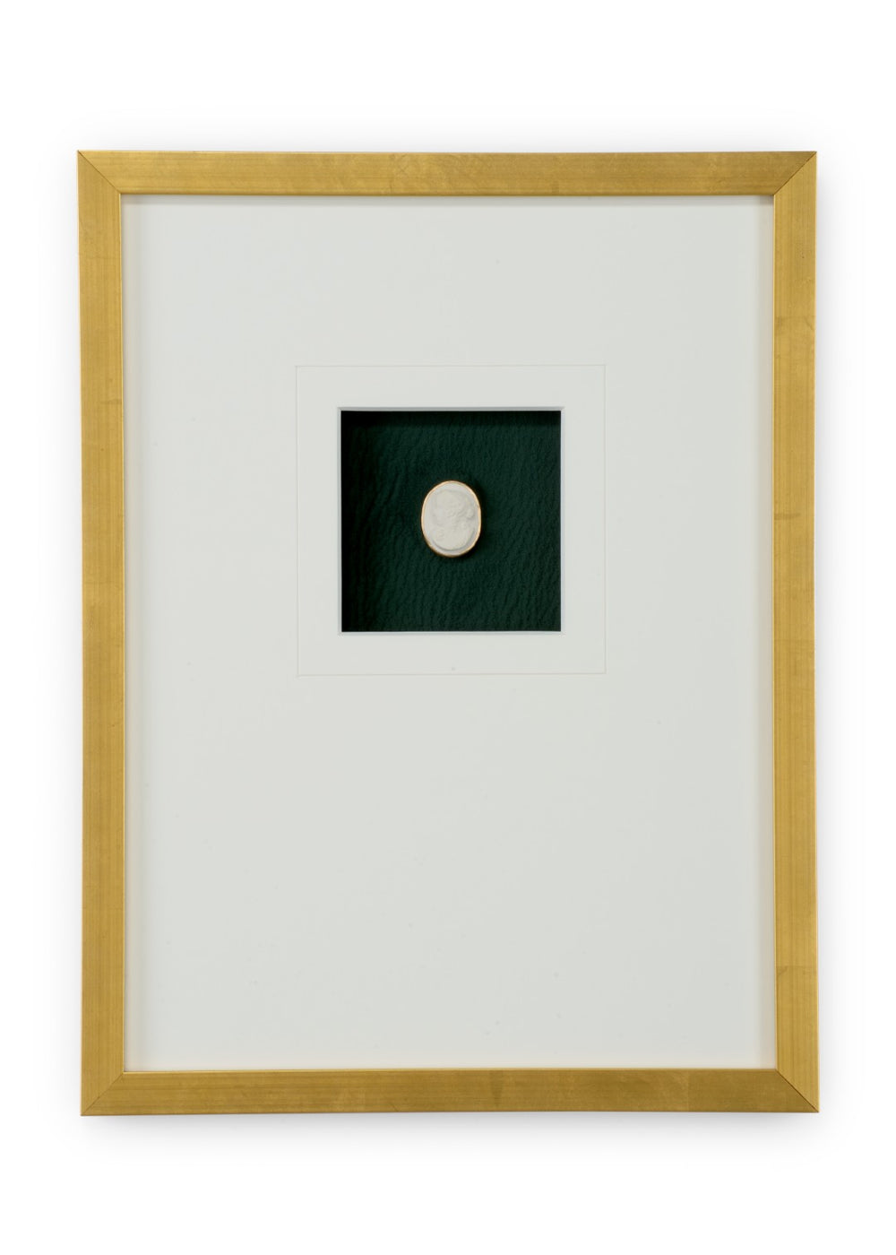 Chelsea House Intaglio Hand-Finished Gold Leaf Frame On Deep Green Field, White Mat, Protective Glass, Ready To Hang 387039