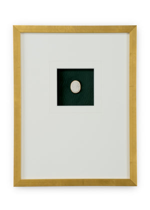 Chelsea House Intaglio Hand-Finished Gold Leaf Frame On Deep Green Field, White Mat, Protective Glass, Ready To Hang 387039