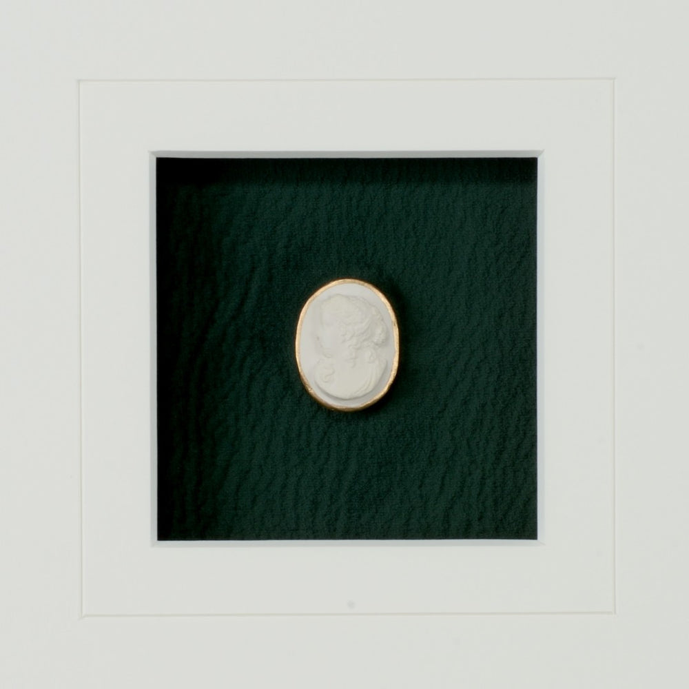 Chelsea House Intaglio Hand-Finished Gold Leaf Frame On Deep Green Field, White Mat, Protective Glass, Ready To Hang 387039