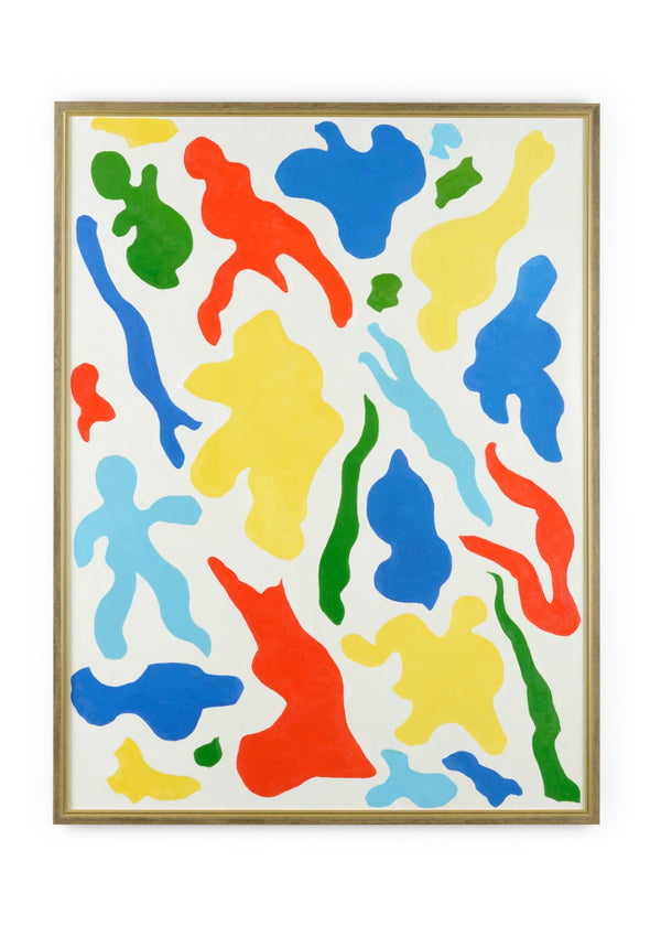 Chelsea House Cutouts By Jamie Merida — Contemporary Oil On Stretched Canvas, Champagne Gold Frame, 62×47" Refined Accent 387040