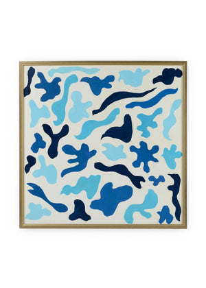 Chelsea House Cutouts By Jamie Merida — Bold Blue Geometric Canvas In Champagne Gold Frame, 47" Square, Gallery-Ready 387041