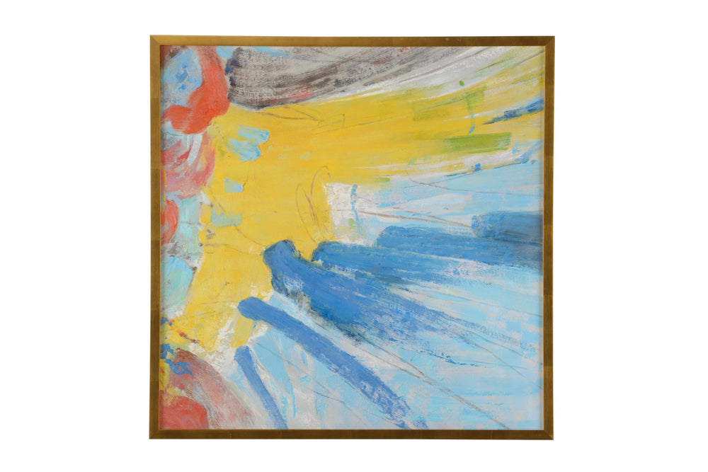 Chelsea House Top Sail Claire Bell Oil Seascape In Gold Leaf Box Frame, Textured Nautical Art 31.5X31.75 Ready To Hang 387056