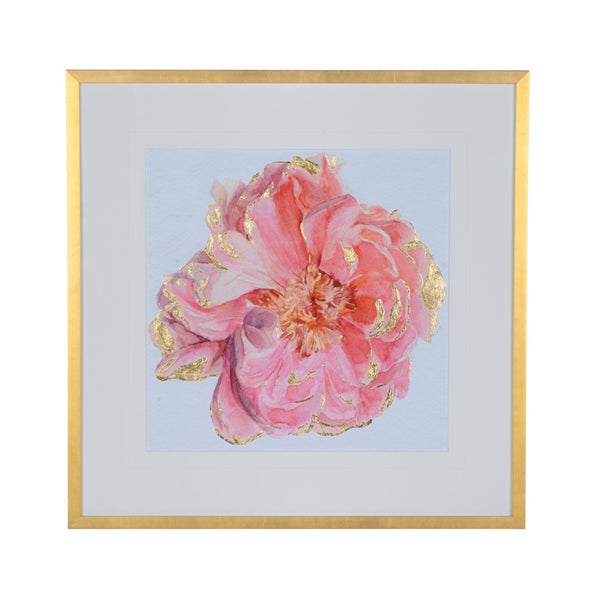Chelsea House Blossomed Peony I – Elegant Gold-Leaf Framed Floral Print, 8-Ply Matted, Glass-Protected, Ready To Hang (27.5"X27.25") 387060