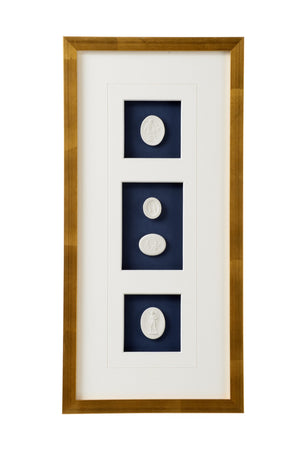 Chelsea House Intaglios Elegant Navy Intaglio Prints In Gold Leaf Frame, Gallery-Matted With Protective Glass, 21.5X10.25" 387062