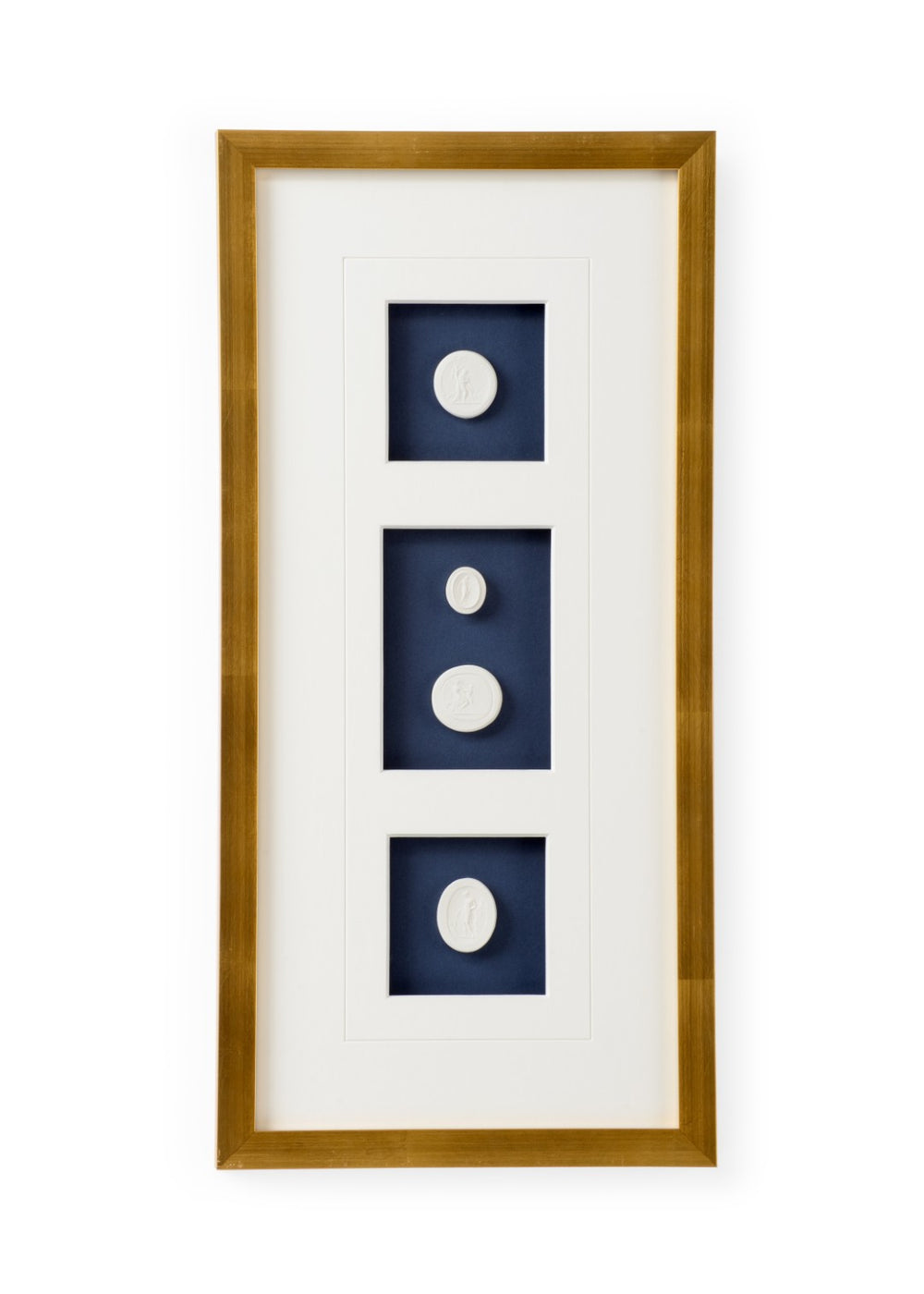 Chelsea House Intaglios Navy Iii Intaglio Prints On Deep Navy With Gold Leaf Frame, 8-Ply Matting, Glassed Elegance 387064