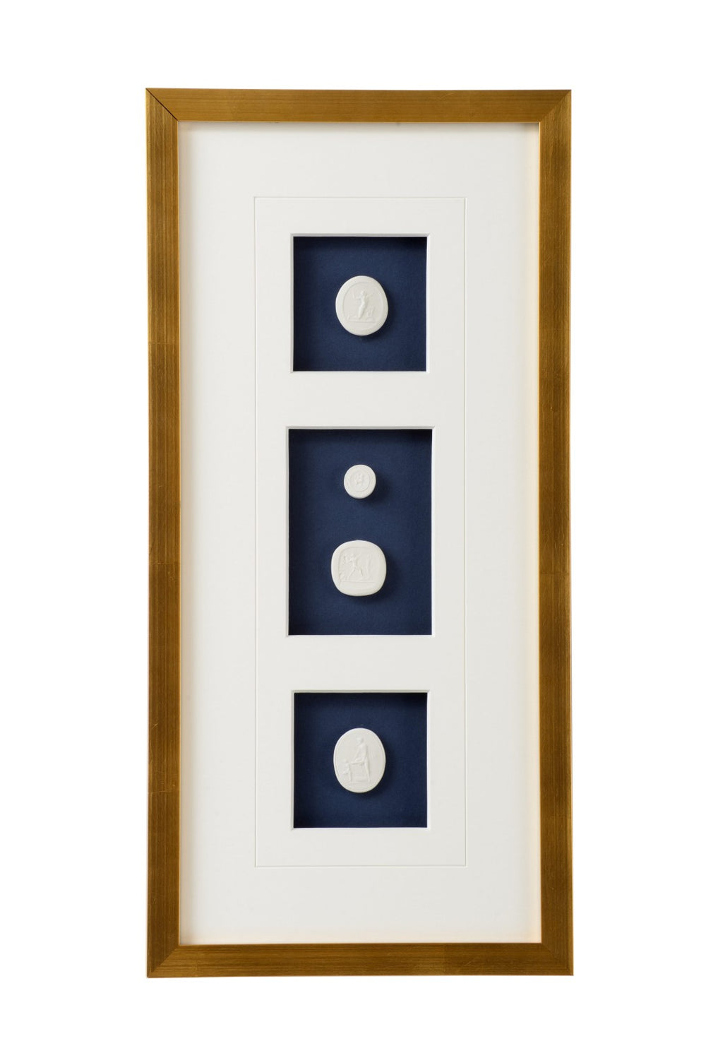 Chelsea House Intaglios — Navy Intaglio Artwork With Gold Leaf Frame, Glass-Ready Wall Art For Luxe Living Spaces 387065